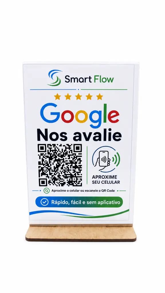 Placa Avaliação Google NFC QR Code  Editavel Para Comércio - View 3