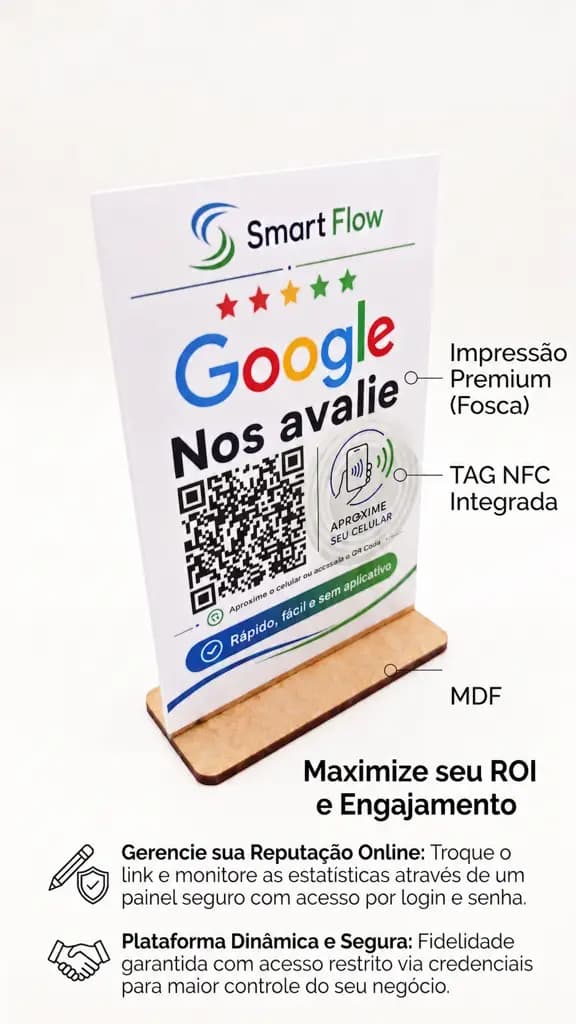 Placa Avaliação Google NFC QR Code  Editavel Para Comércio - View 8